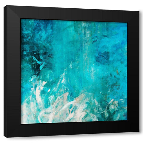 Aqua Falls Black Modern Wood Framed Art Print by Maas, Jodi