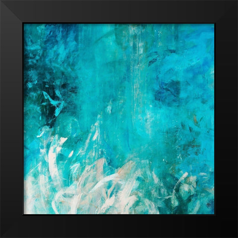 Aqua Falls Black Modern Wood Framed Art Print by Maas, Jodi