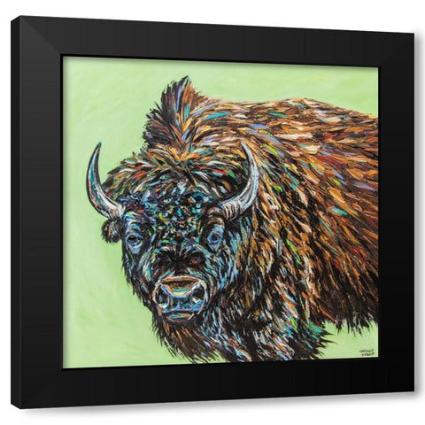 A Large Bison Black Modern Wood Framed Art Print with Double Matting by Vitaletti, Carolee