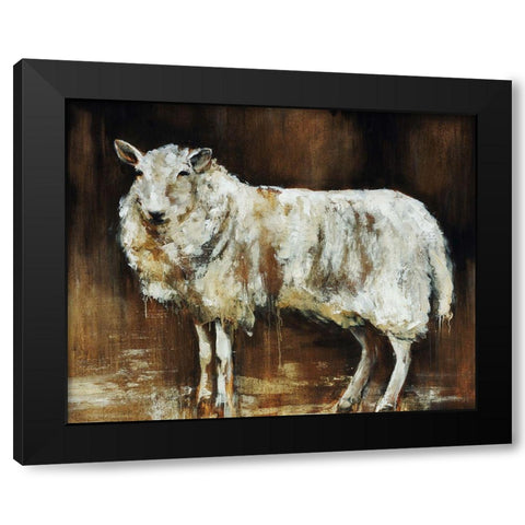 Have Ewe Any Wool Black Modern Wood Framed Art Print by Edmunds, Sydney