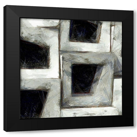 Sketchy Blocks I Black Modern Wood Framed Art Print with Double Matting by Saunders, Alonzo