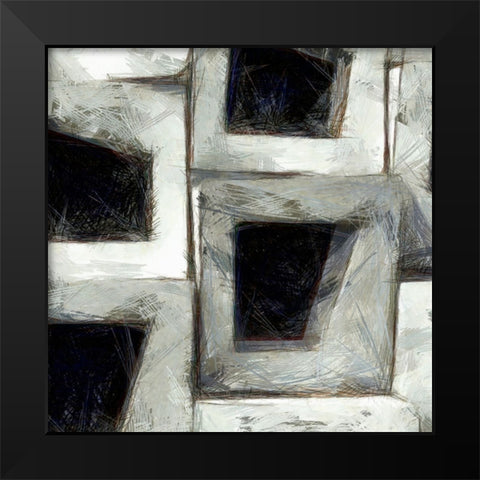 Sketchy Blocks I Black Modern Wood Framed Art Print by Saunders, Alonzo