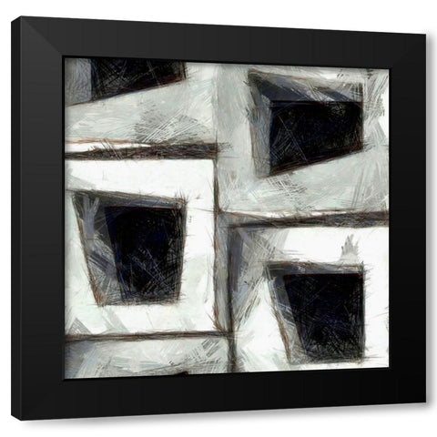Sketchy Blocks II Black Modern Wood Framed Art Print with Double Matting by Saunders, Alonzo