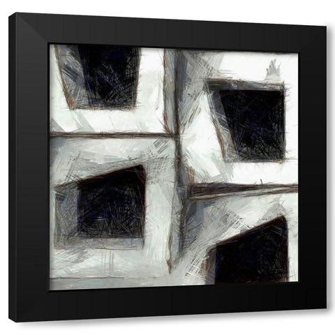 Sketchy Blocks III Black Modern Wood Framed Art Print with Double Matting by Saunders, Alonzo