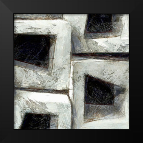 Sketchy Blocks IV Black Modern Wood Framed Art Print by Saunders, Alonzo