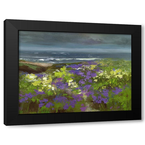 Cliffside Flowers Black Modern Wood Framed Art Print with Double Matting by Finch, Sheila