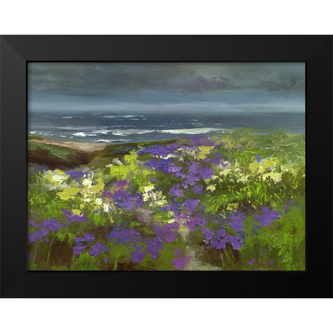 Cliffside Flowers Black Modern Wood Framed Art Print by Finch, Sheila