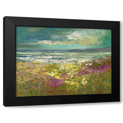 Bayside Flowers Black Modern Wood Framed Art Print by Finch, Sheila