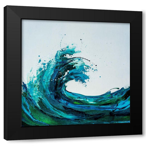 Seafoam Wave Black Modern Wood Framed Art Print with Double Matting by Edmunds, Sydney