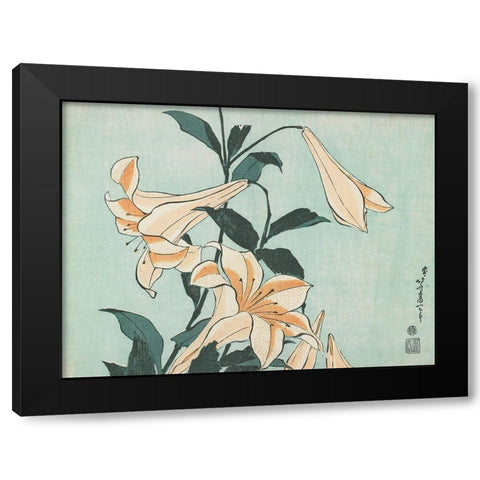 Katsushika Hokusai Floral II Black Modern Wood Framed Art Print with Double Matting by Hokusai, Katsushika