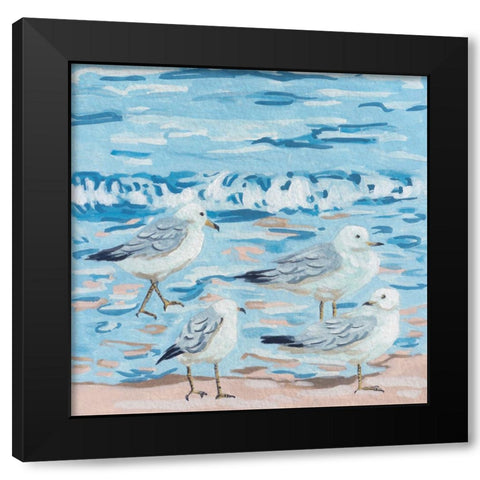 Seagull Birds I Black Modern Wood Framed Art Print by Wang, Melissa