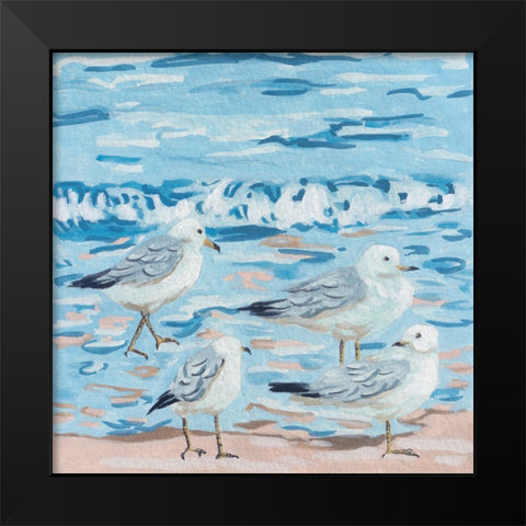 Seagull Birds I Black Modern Wood Framed Art Print by Wang, Melissa