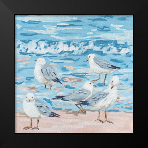 Seagull Birds II Black Modern Wood Framed Art Print by Wang, Melissa