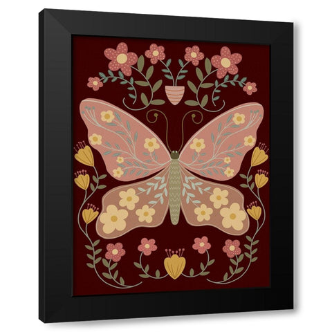 Folk Art Fun IV Black Modern Wood Framed Art Print with Double Matting by Moore, Regina