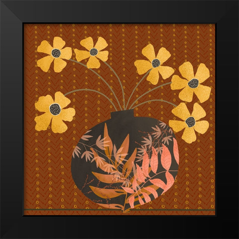 Autumn Flower Vase I Black Modern Wood Framed Art Print by Moore, Regina