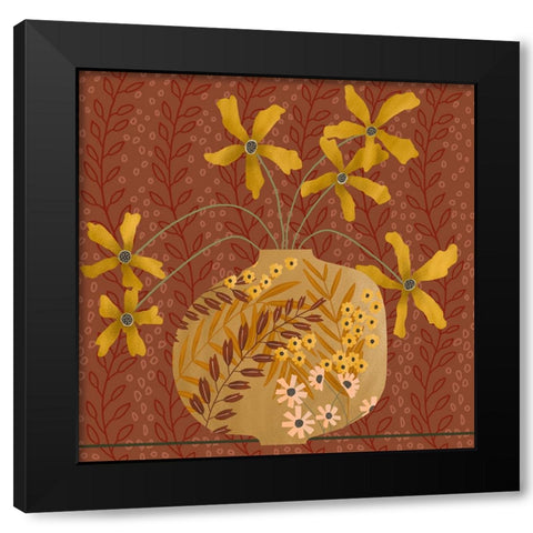Autumn Flower Vase II Black Modern Wood Framed Art Print by Moore, Regina