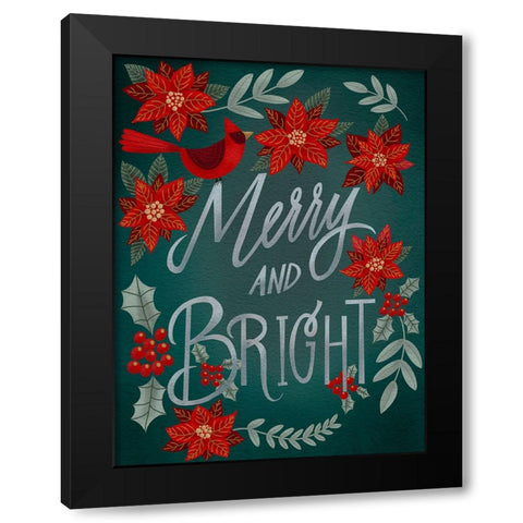 Red Flowers Christmas I Black Modern Wood Framed Art Print with Double Matting by Moore, Regina