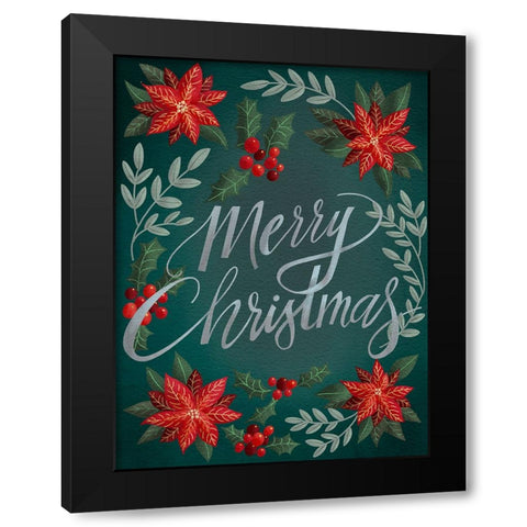 Red Flowers Christmas II Black Modern Wood Framed Art Print with Double Matting by Moore, Regina