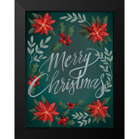 Red Flowers Christmas II Black Modern Wood Framed Art Print by Moore, Regina