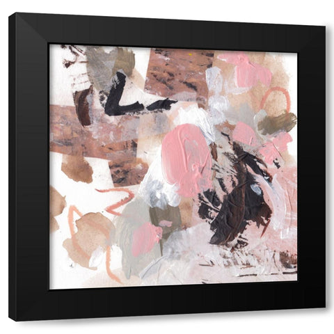 Pebble Rouge I Black Modern Wood Framed Art Print with Double Matting by Wang, Melissa