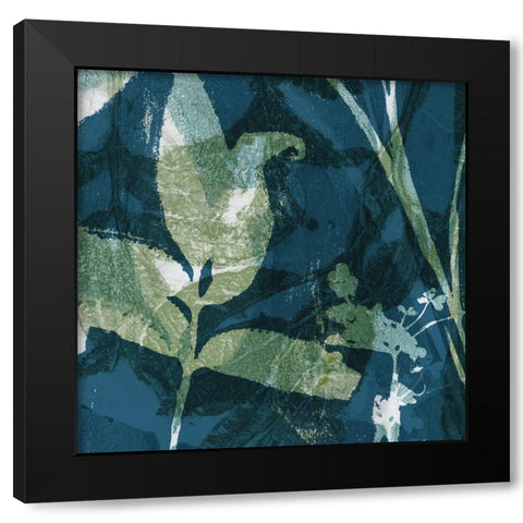 Botanical Imprints in Blue I Black Modern Wood Framed Art Print with Double Matting by Barnes, Victoria