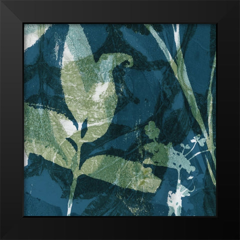Botanical Imprints in Blue I Black Modern Wood Framed Art Print by Barnes, Victoria