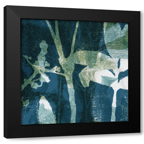 Botanical Imprints in Blue II Black Modern Wood Framed Art Print by Barnes, Victoria