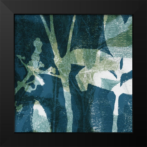 Botanical Imprints in Blue II Black Modern Wood Framed Art Print by Barnes, Victoria