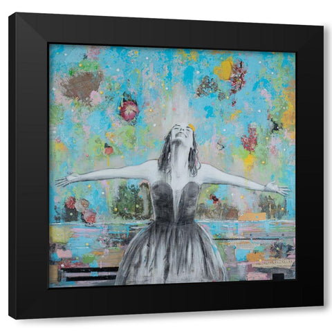 Happy Girl Black Modern Wood Framed Art Print by Iafrate, Sandra