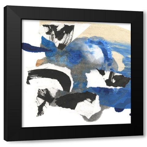 Blue Collage II Black Modern Wood Framed Art Print by Fuchs, Jodi