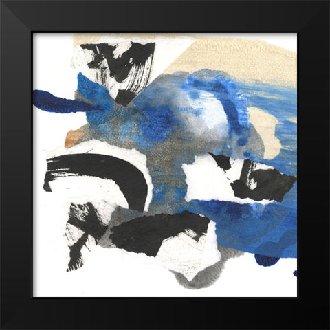 Blue Collage II Black Modern Wood Framed Art Print by Fuchs, Jodi