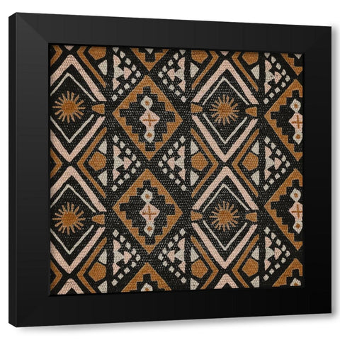 Block Tribal Patterns I Black Modern Wood Framed Art Print with Double Matting by Wang, Melissa