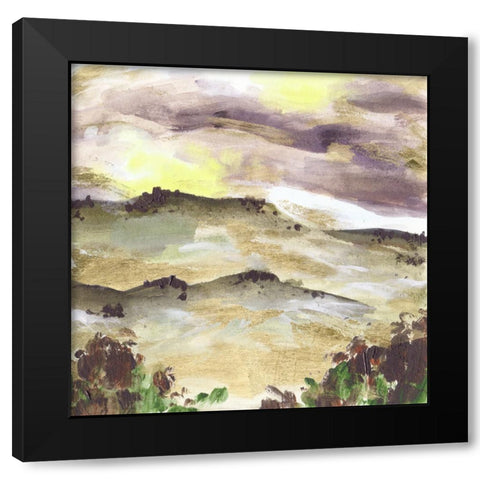 Misty Sunset I Black Modern Wood Framed Art Print with Double Matting by Wang, Melissa