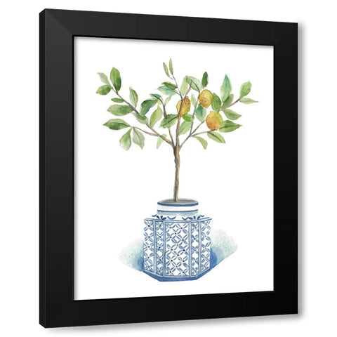 Growing Lemon I Black Modern Wood Framed Art Print with Double Matting by Wang, Melissa