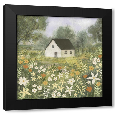 Storybook Cottage II Black Modern Wood Framed Art Print with Double Matting by Barnes, Victoria