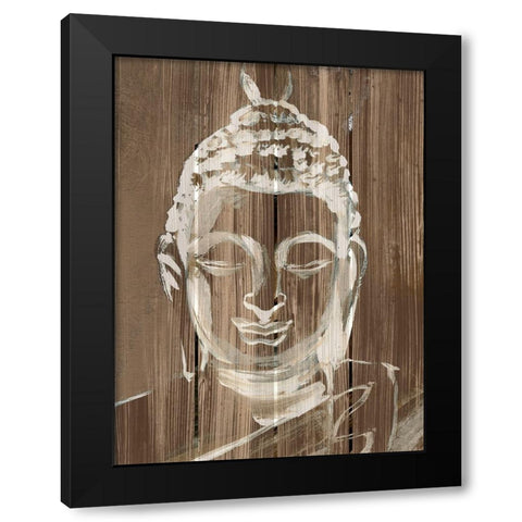 Buddha on Wood II Black Modern Wood Framed Art Print with Double Matting by Warren, Annie