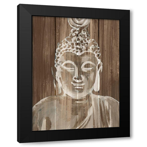 Buddha on Wood IV Black Modern Wood Framed Art Print with Double Matting by Warren, Annie