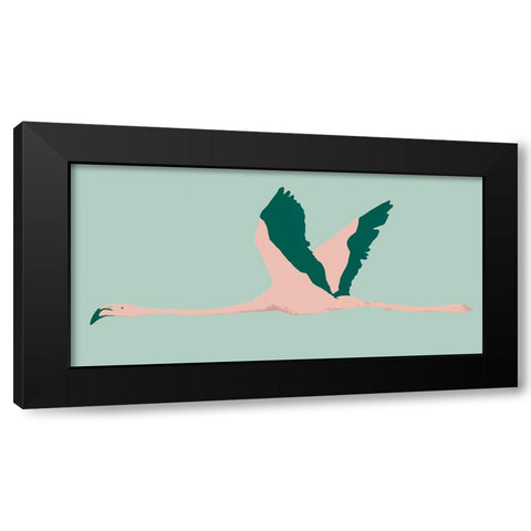 Sherbet Flamingos I Black Modern Wood Framed Art Print with Double Matting by Warren, Annie