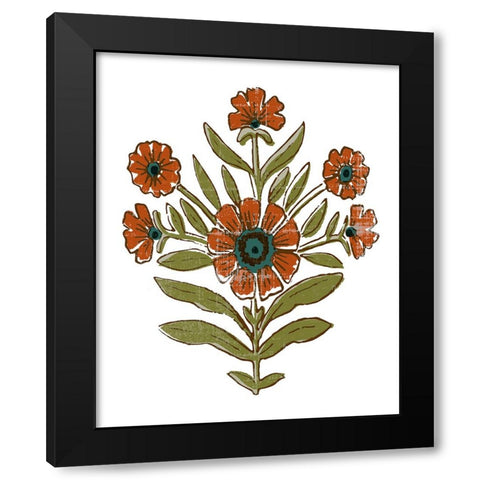 Stamped Bouquet I Black Modern Wood Framed Art Print with Double Matting by Barnes, Victoria