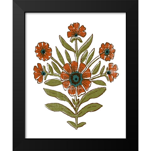 Stamped Bouquet I Black Modern Wood Framed Art Print by Barnes, Victoria