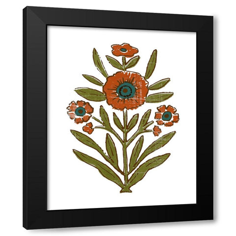 Stamped Bouquet II Black Modern Wood Framed Art Print with Double Matting by Barnes, Victoria