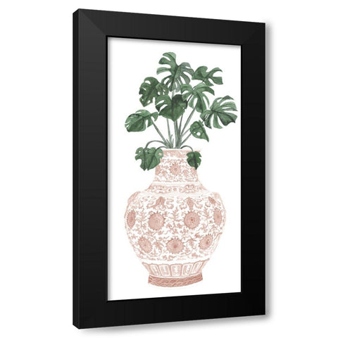 Palms in Pastel Vase I Black Modern Wood Framed Art Print with Double Matting by Wang, Melissa