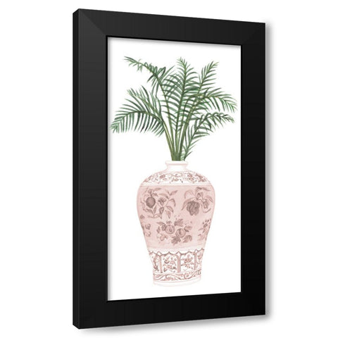 Palms in Pastel Vase II Black Modern Wood Framed Art Print with Double Matting by Wang, Melissa