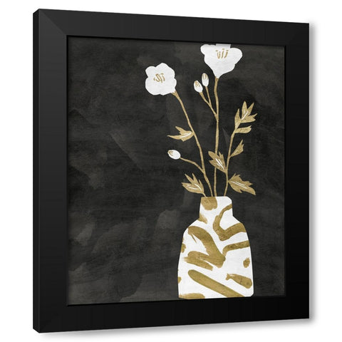 Golden Vase II Black Modern Wood Framed Art Print with Double Matting by Wang, Melissa