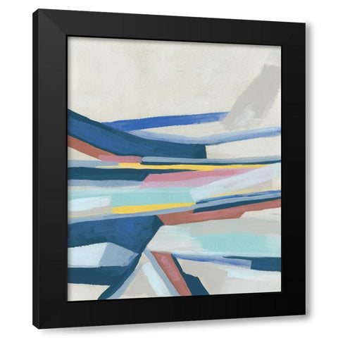 Blue Tectonic Movement II Black Modern Wood Framed Art Print by Vess, June Erica