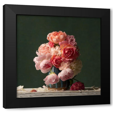 Just Petals I Black Modern Wood Framed Art Print with Double Matting by McLean, Leah