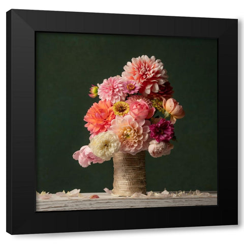 Just Petals II Black Modern Wood Framed Art Print by McLean, Leah