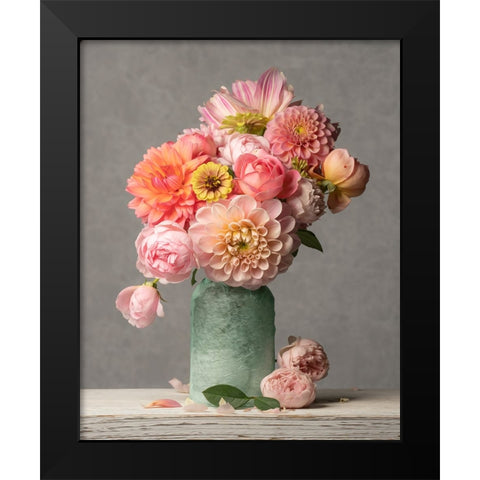 Just Petals III Black Modern Wood Framed Art Print by McLean, Leah
