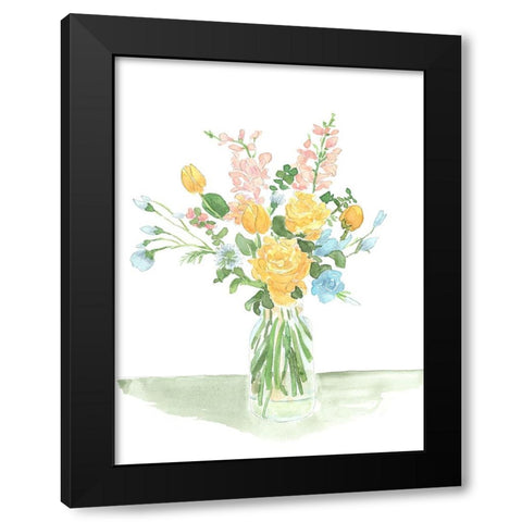 Pastel Bouquet of Flowers I Black Modern Wood Framed Art Print by Moore, Regina