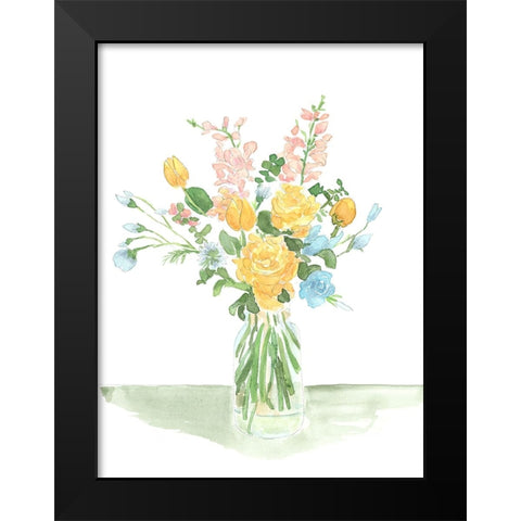 Pastel Bouquet of Flowers I Black Modern Wood Framed Art Print by Moore, Regina